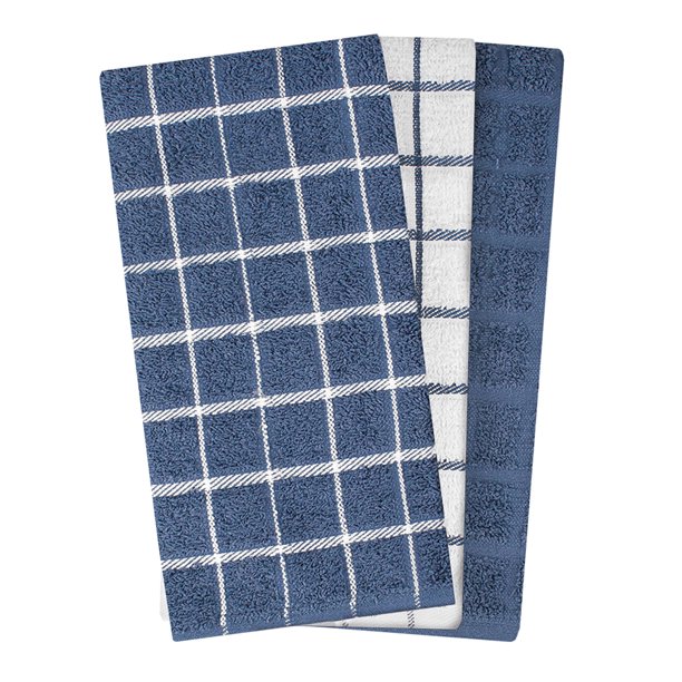 RITZ Federal Blue Terry Test Kitchen Towel Set, 3-Pack, 15" x 25