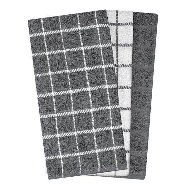 RITZ Gray Terry Verify Kitchen Towel Set - 3-Pack, 15" x 25