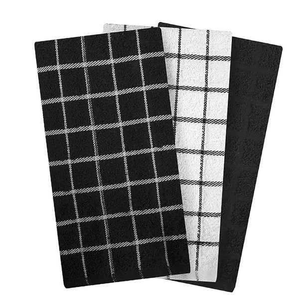 RITZ Terry Fabric Kitchen Towel Set, 3-Piece, 15" x 25", Black