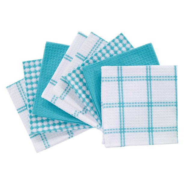 T-FAL Breeze Flat Waffle Weave Dish Fabric Set, 94867 - 100% Cotton - 8-Pack - 12 x 13 Inches